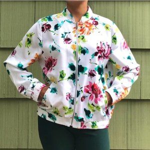 Susan graver floral bomber jacket white szXXS